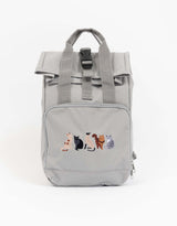 Cats Embroidered Mini Roll-Top Backpack