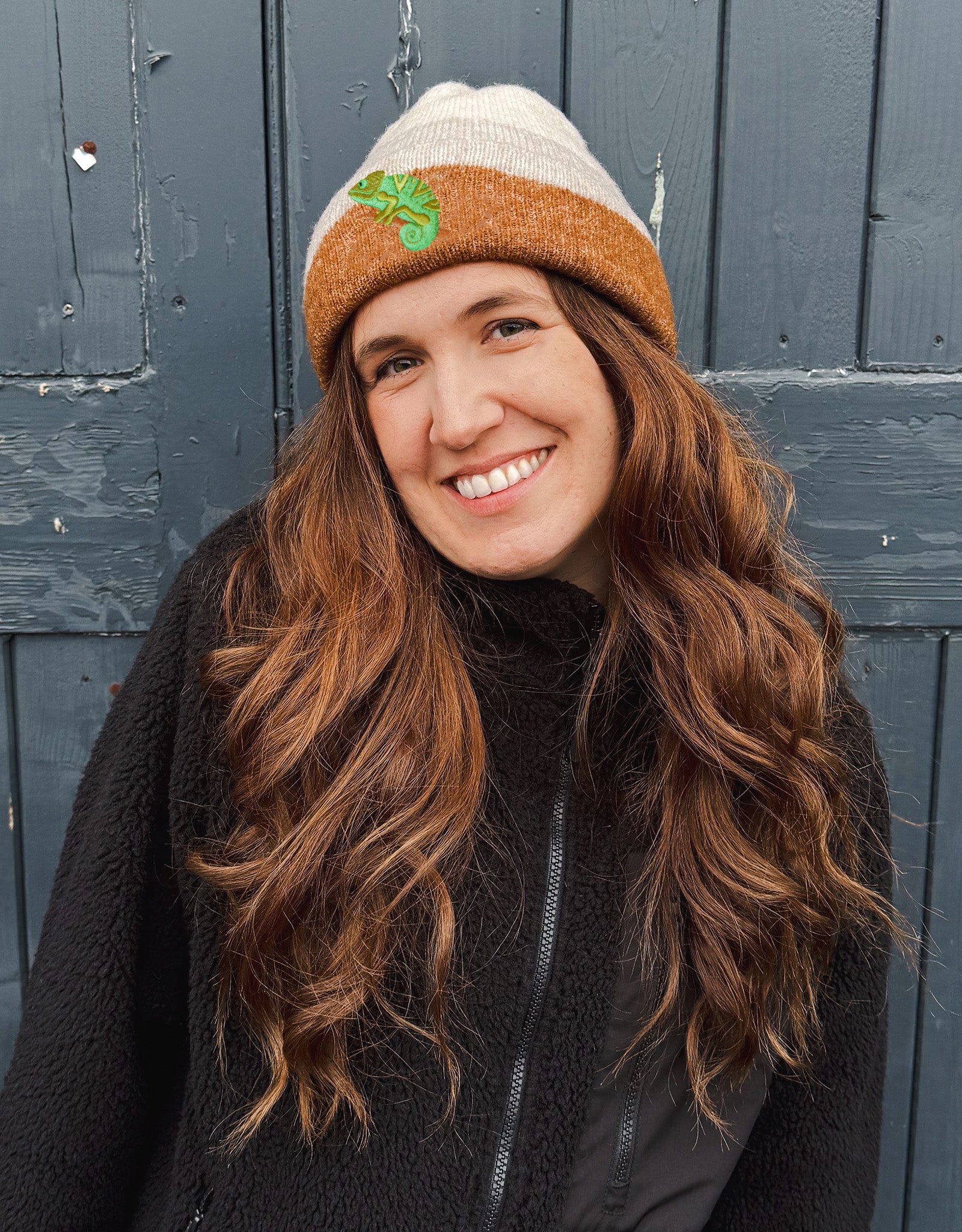 Chameleon Embroidered Tonal Beanie
