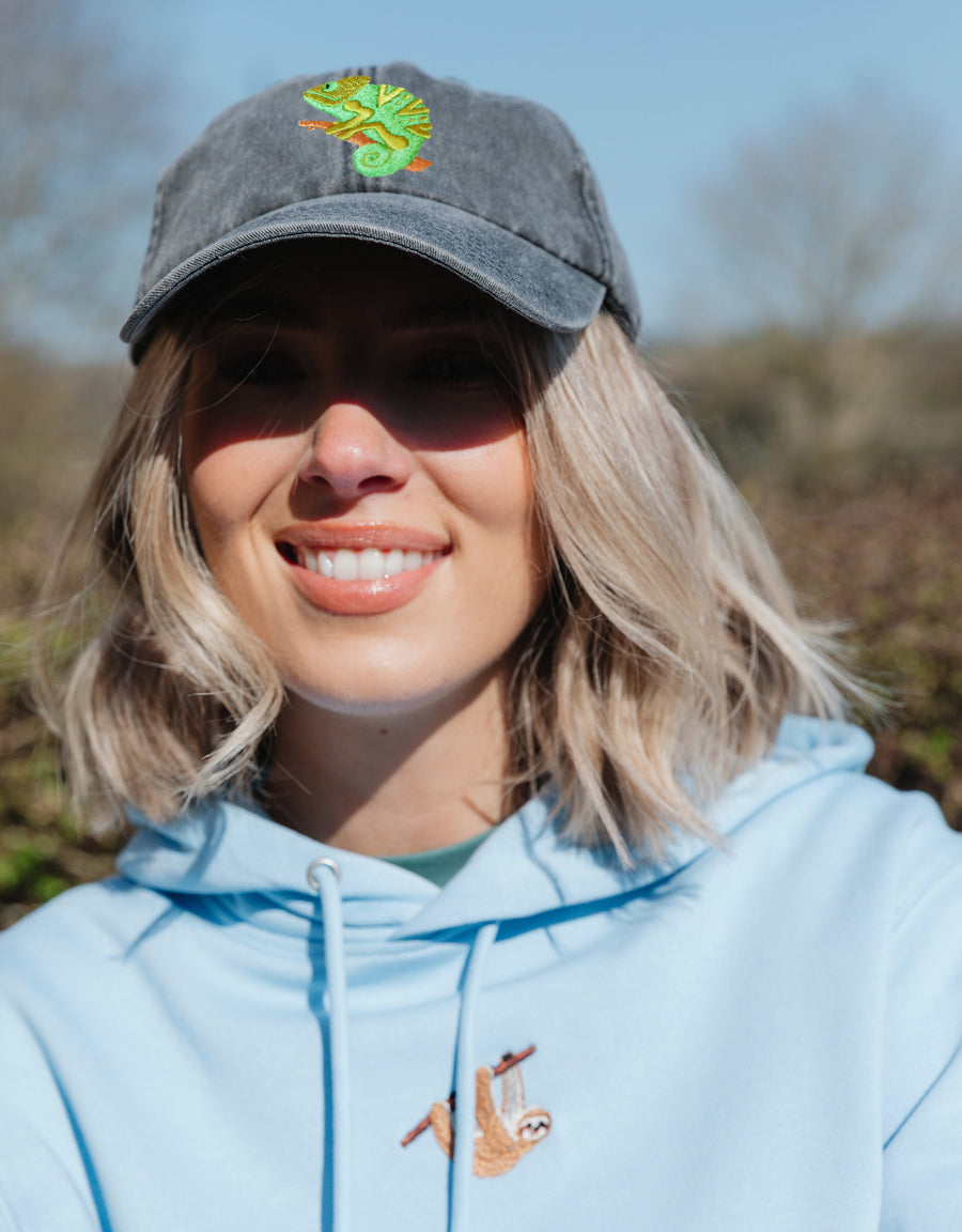 Chameleon Embroidered Vintage Cap