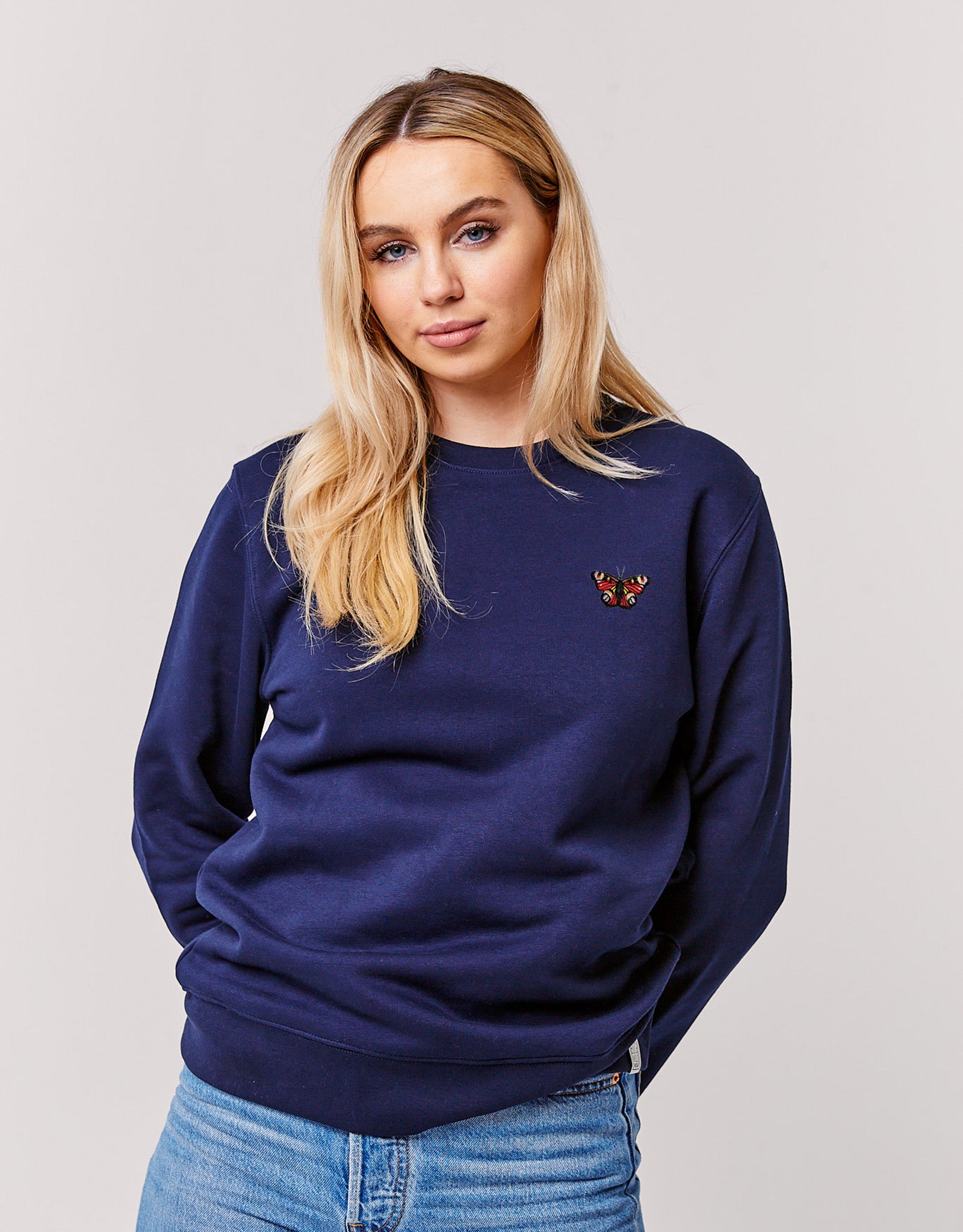 Peacock Butterfly Embroidered Unisex Sweatshirt
