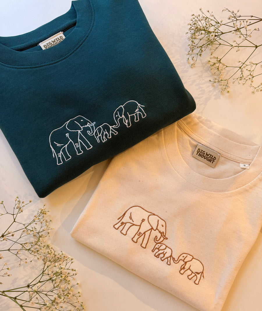 Family of Elephants Embroidered Unisex Sweatshirt