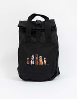 Dogs Embroidered Mini Roll-Top Backpack