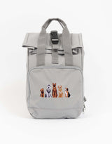 Dogs Embroidered Mini Roll-Top Backpack
