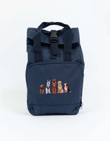 Dogs Embroidered Mini Roll-Top Backpack