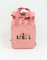 Dogs Embroidered Mini Roll-Top Backpack