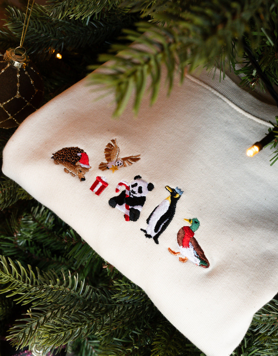 Christmas Embroidered Fold-Top Backpack