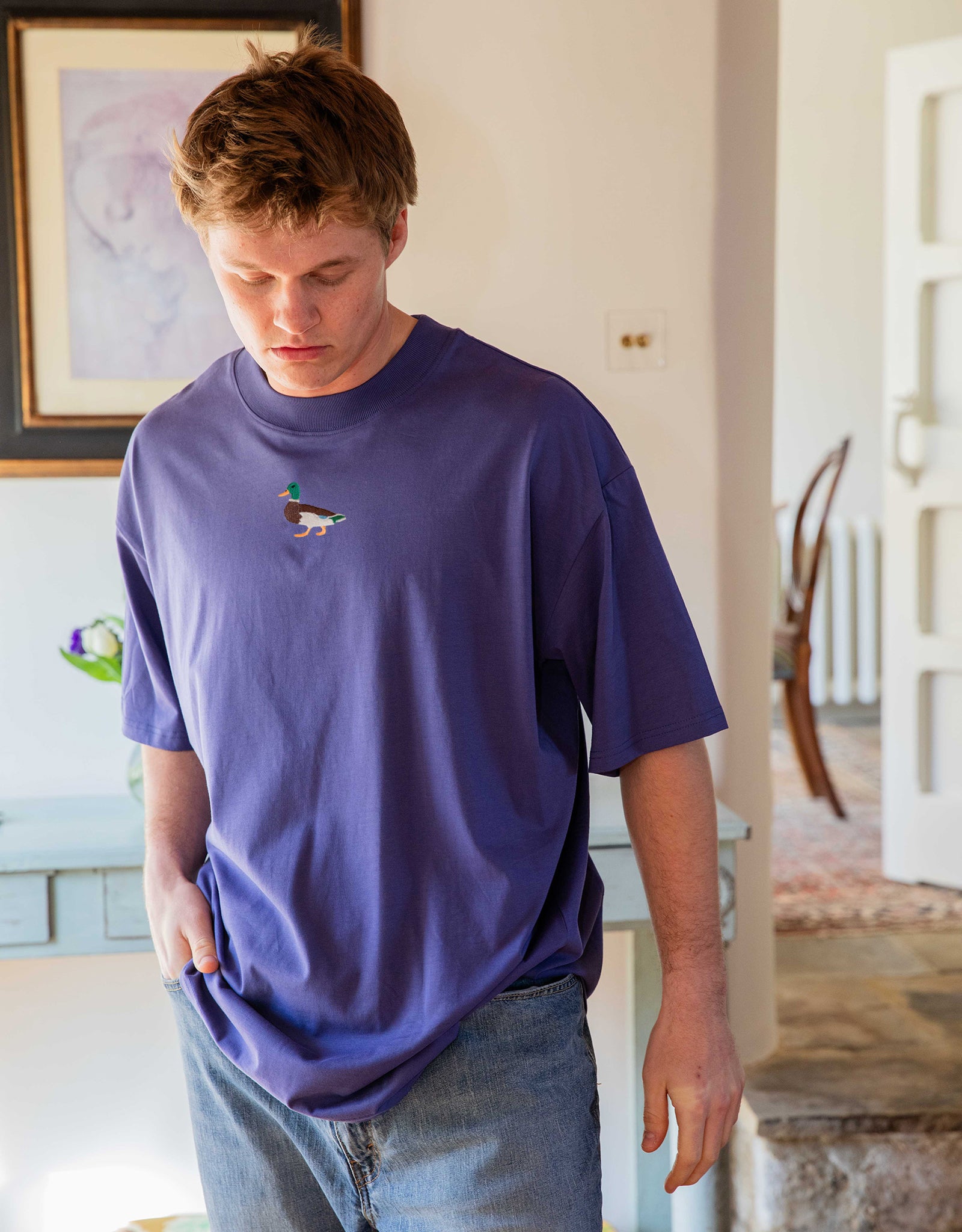 Duck Embroidered Unisex Oversized Tee