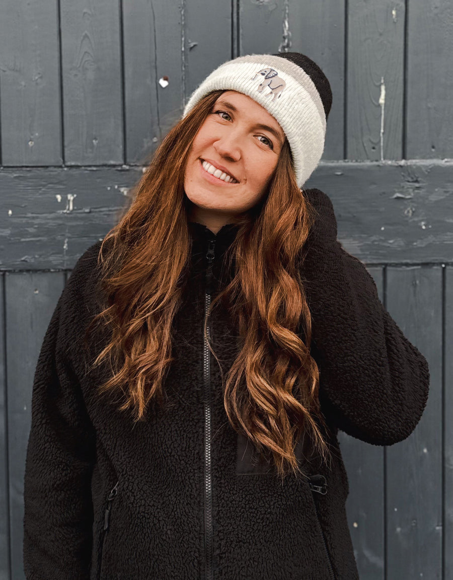 Elephant Embroidered Tonal Beanie
