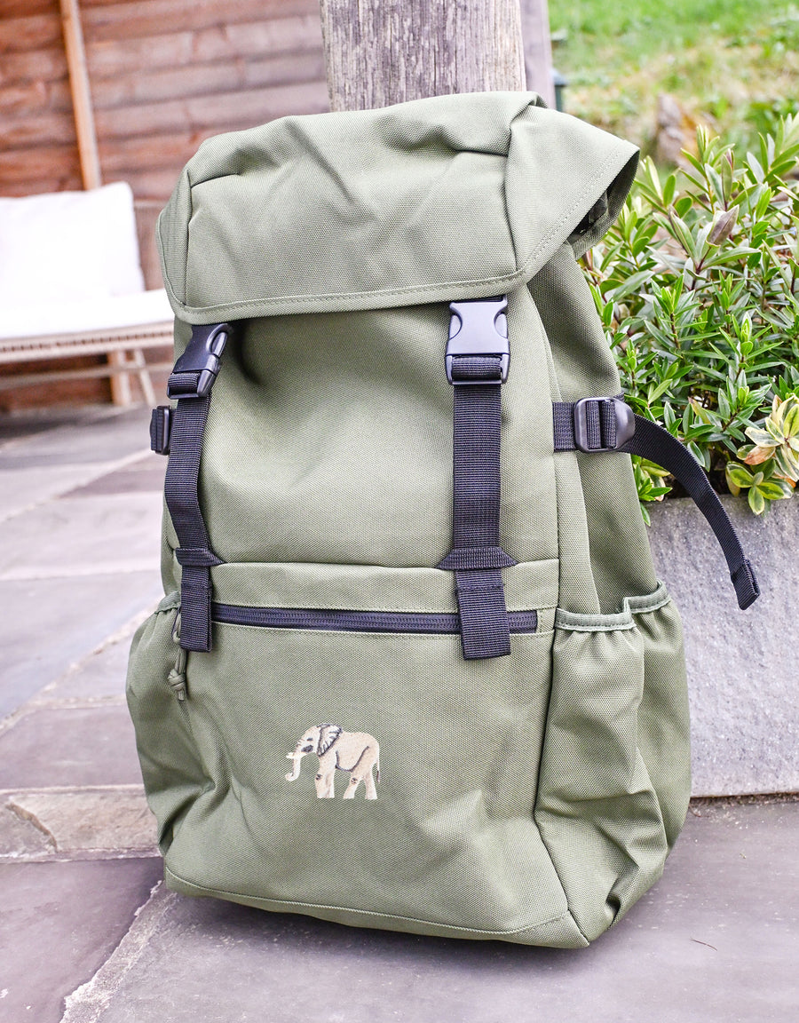 Elephant Embroidered Recycled Rucksack
