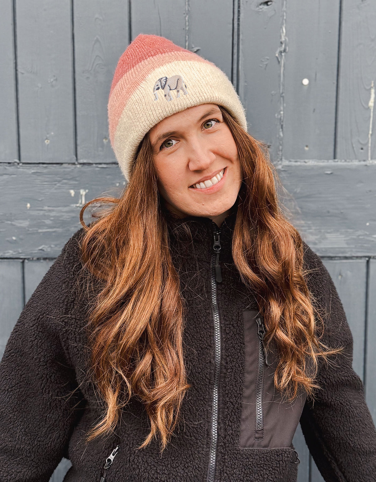 Elephant Embroidered Tonal Beanie
