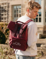 Extinct Drawing Embroidered Fold-Top Backpack