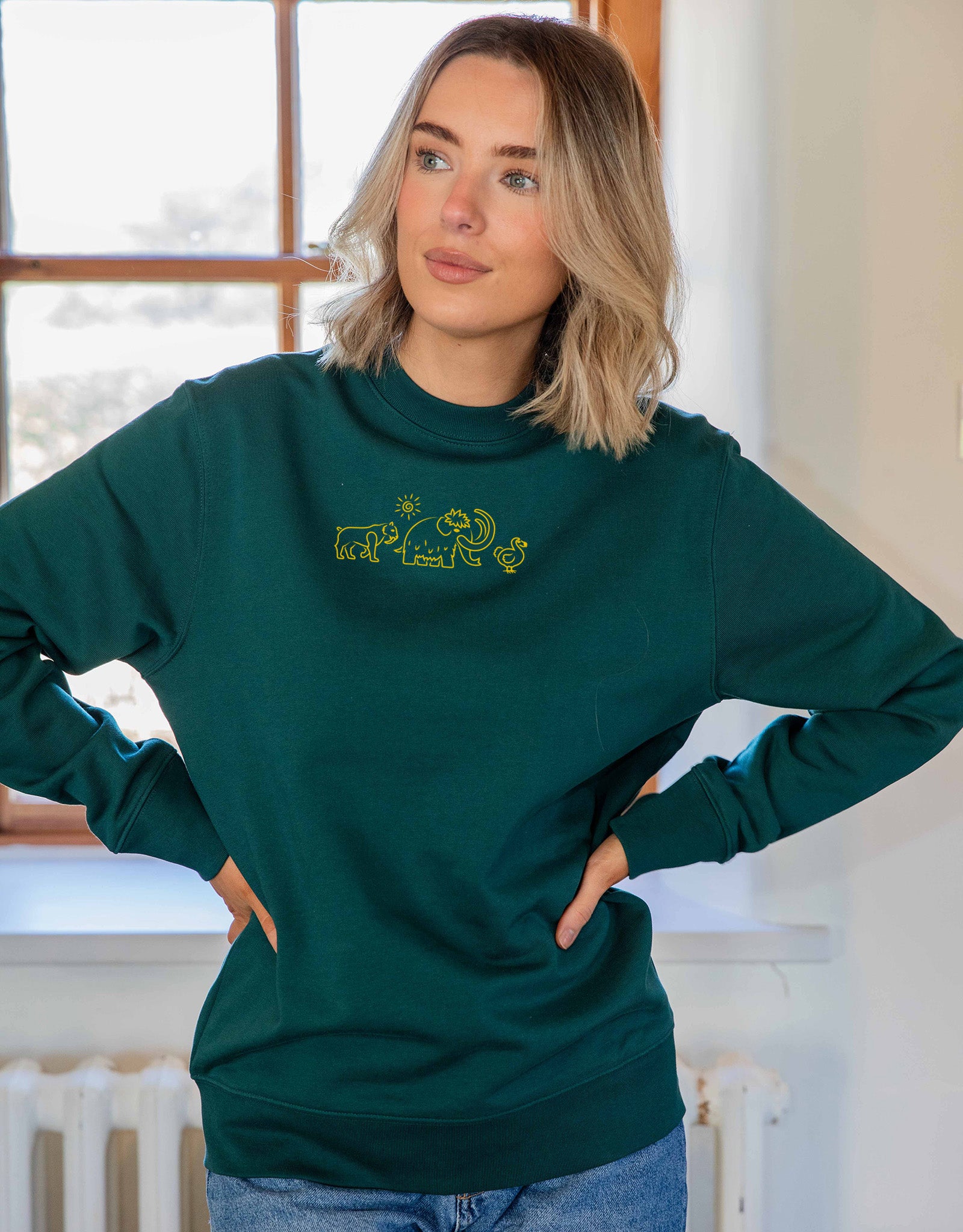 Extinct Drawing Embroidered Unisex Sweatshirt