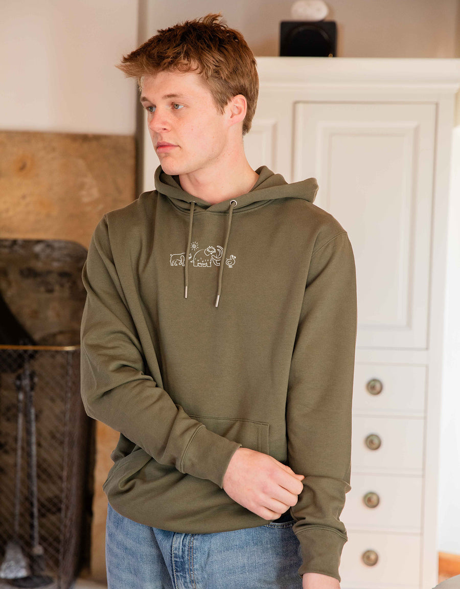 Extinct Drawing Embroidered Unisex Hoodie
