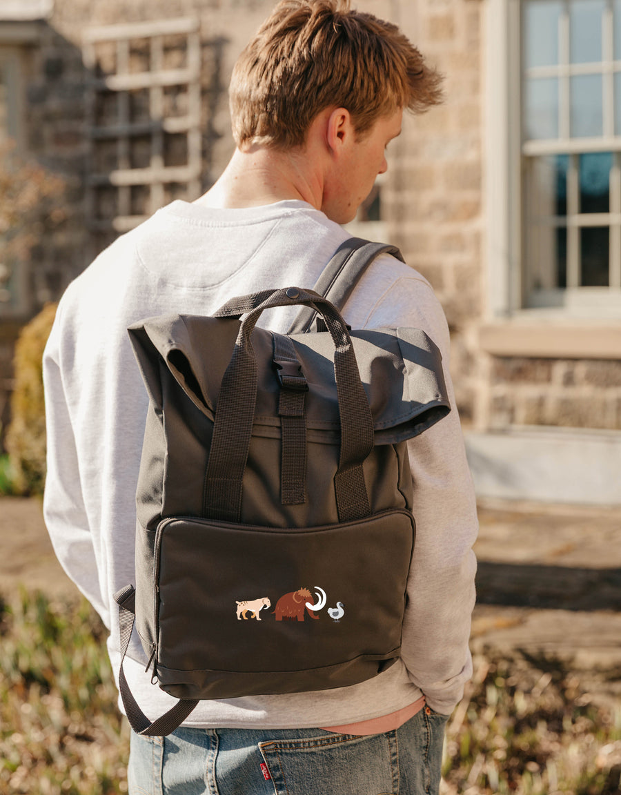 Extinct Embroidered Fold-Top Backpack