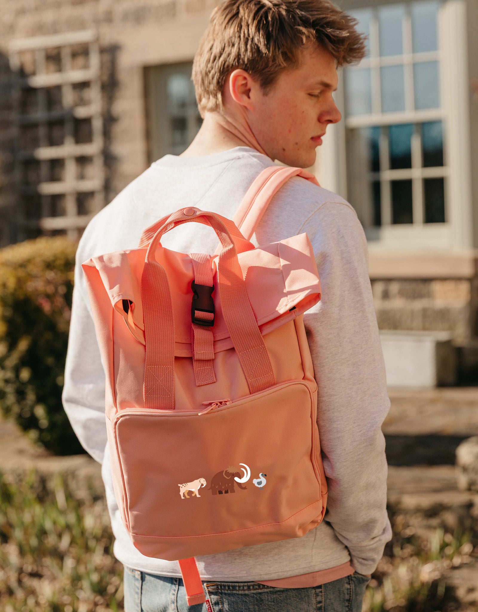 Extinct Embroidered Fold-Top Backpack