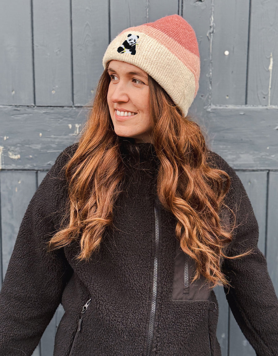 Giant Panda Embroidered Tonal Beanie