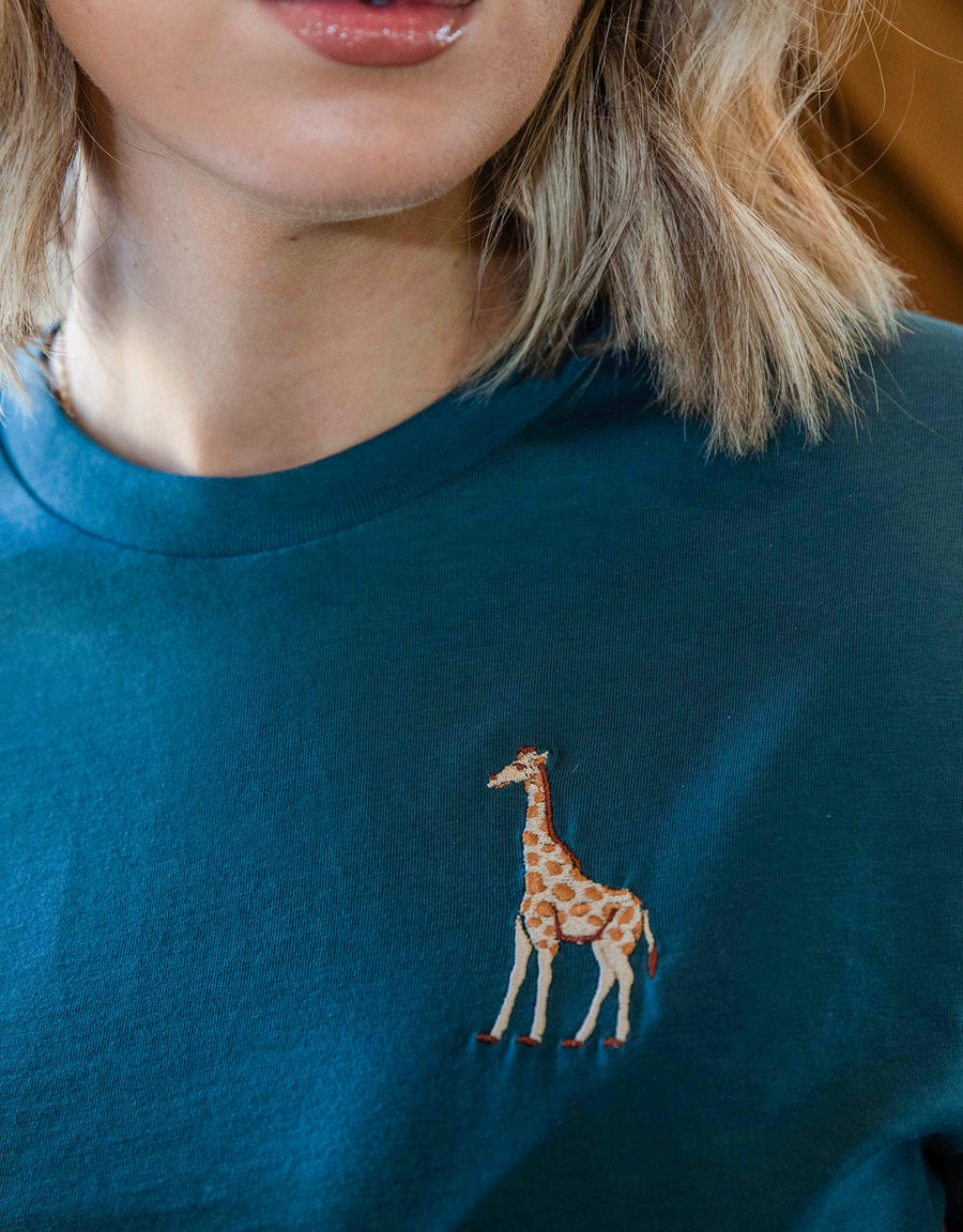 Giraffe Embroidered Unisex Oversized Tee