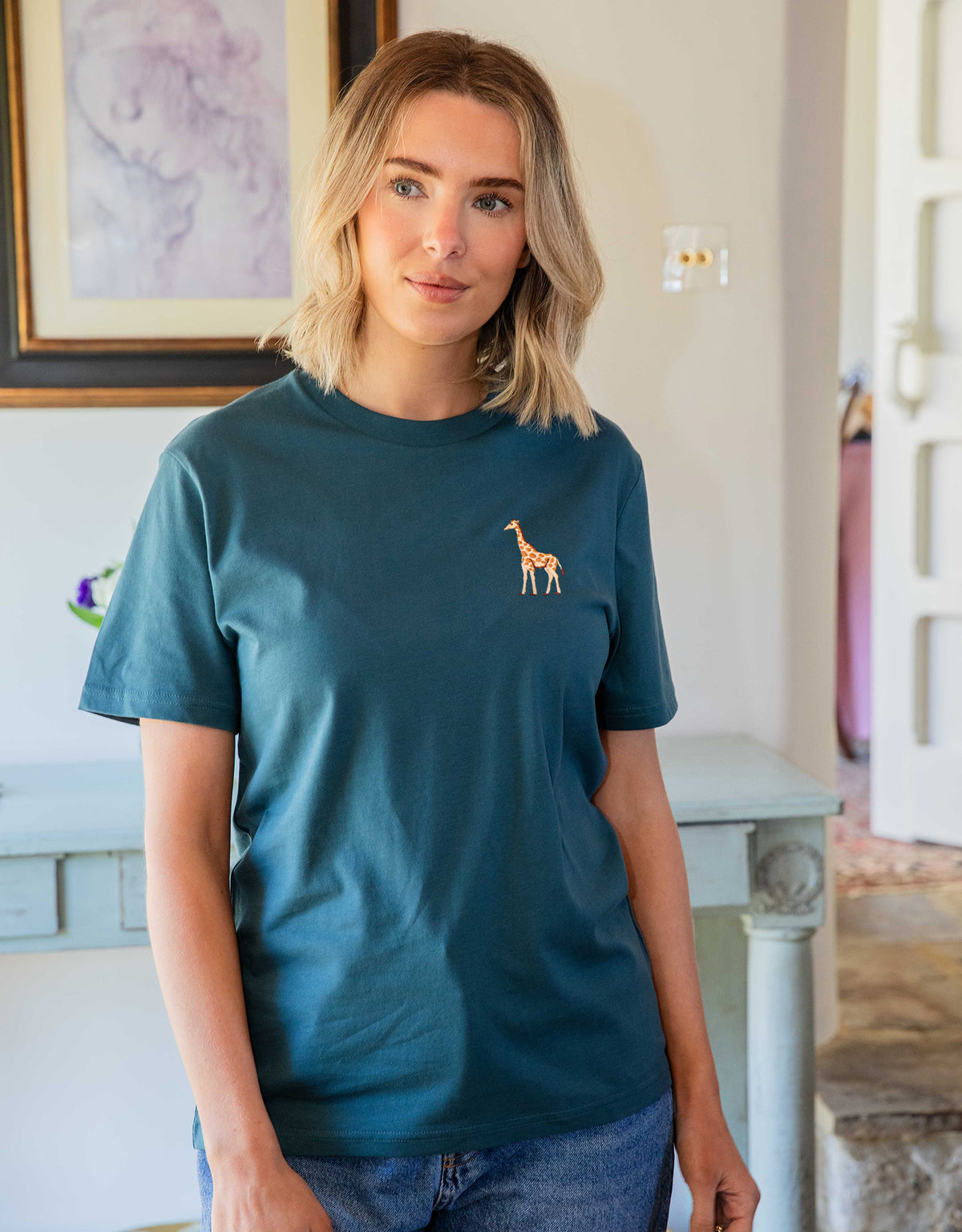 Giraffe Embroidered Unisex T-Shirt
