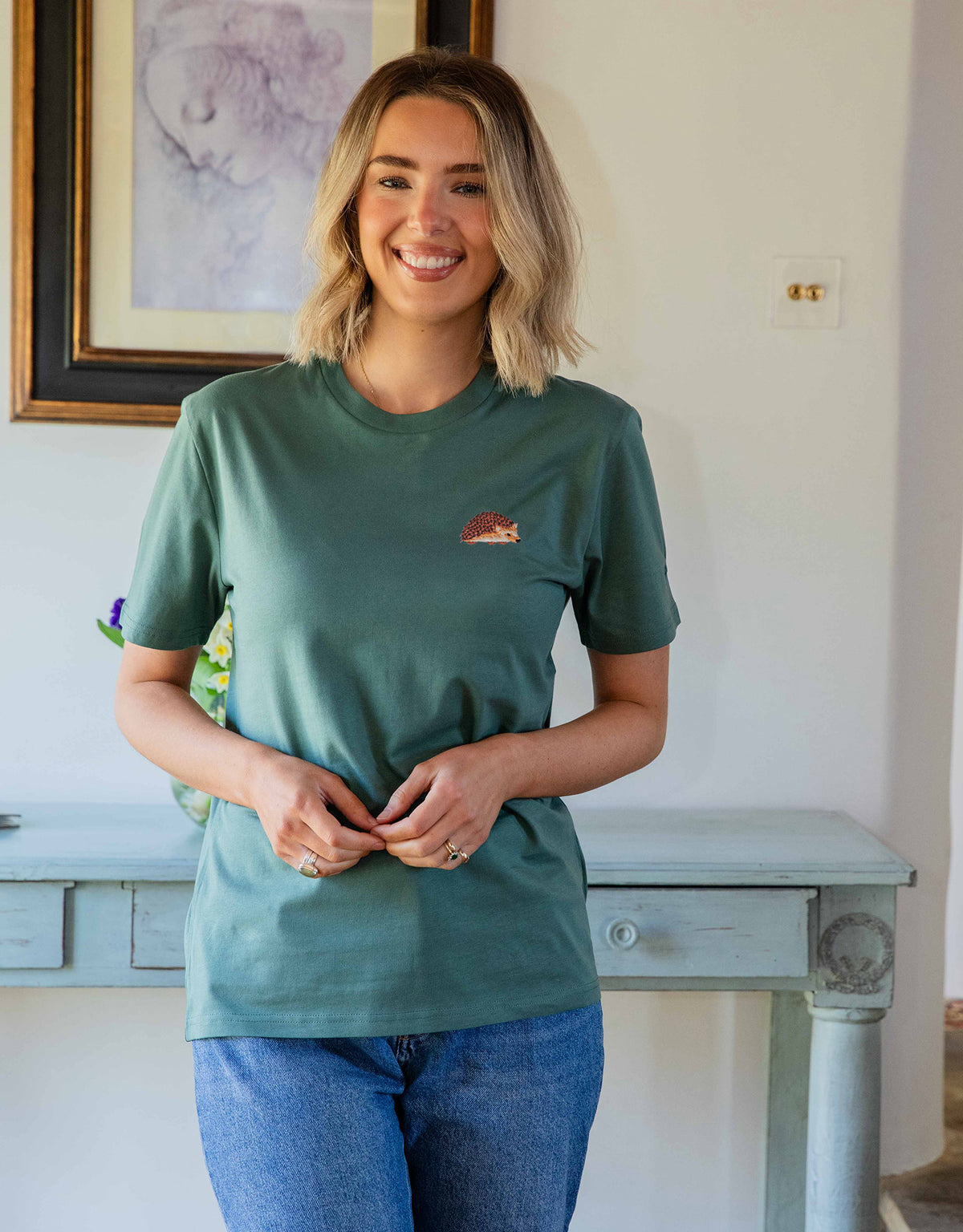 Hedgehog Embroidered Unisex T-Shirt