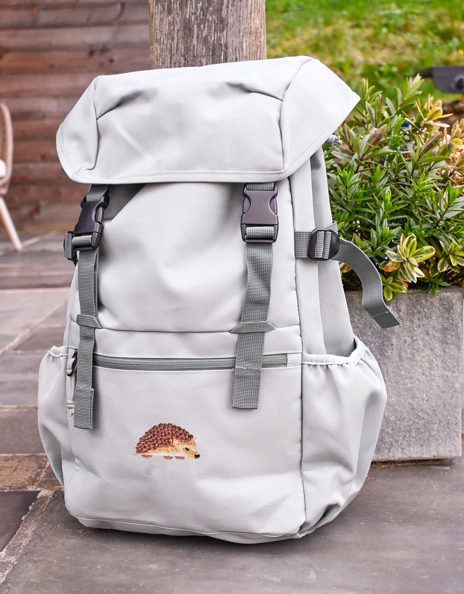 Hedgehog Embroidered Recycled Rucksack