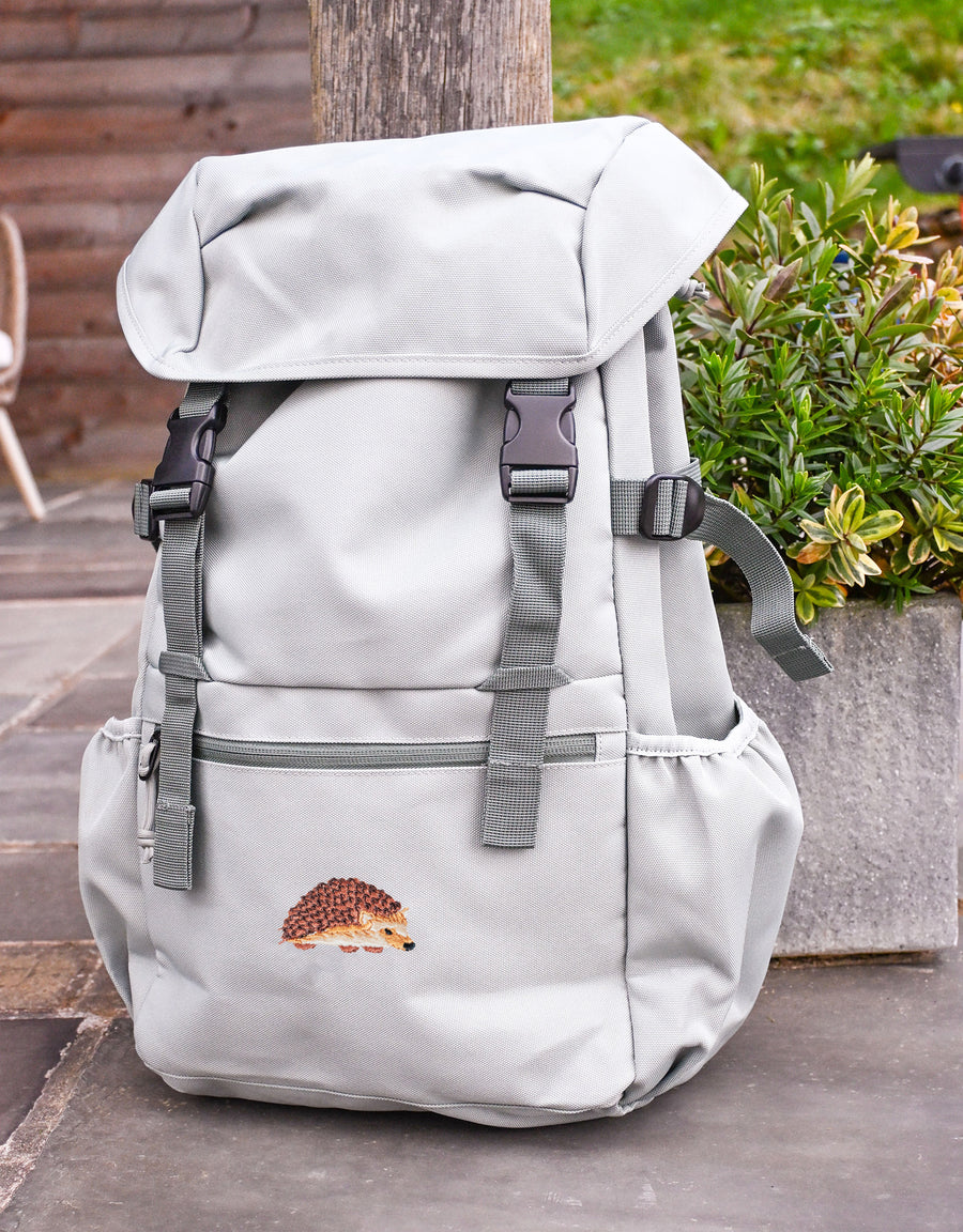 Hedgehog Embroidered Recycled Rucksack