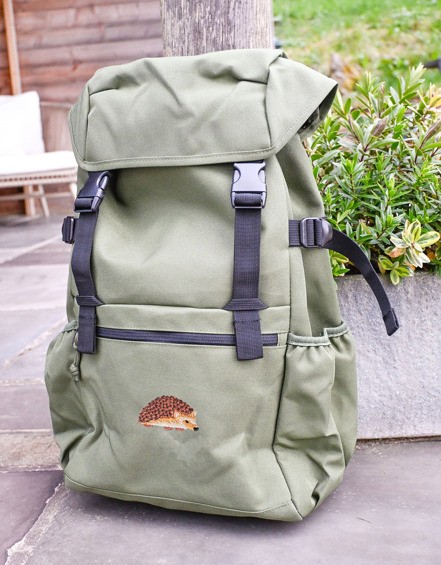 Hedgehog Embroidered Recycled Rucksack
