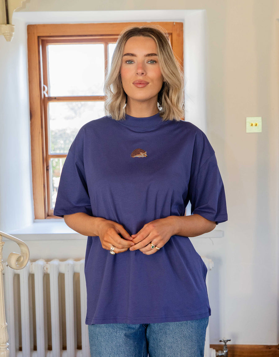 Hedgehog Embroidered Unisex Oversized Tee