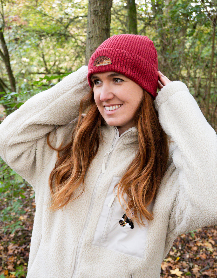 Hedgehog Embroidered Beanie
