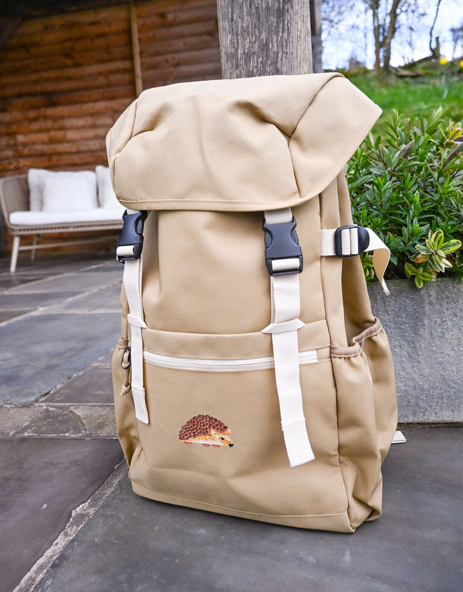 Hedgehog Embroidered Recycled Rucksack