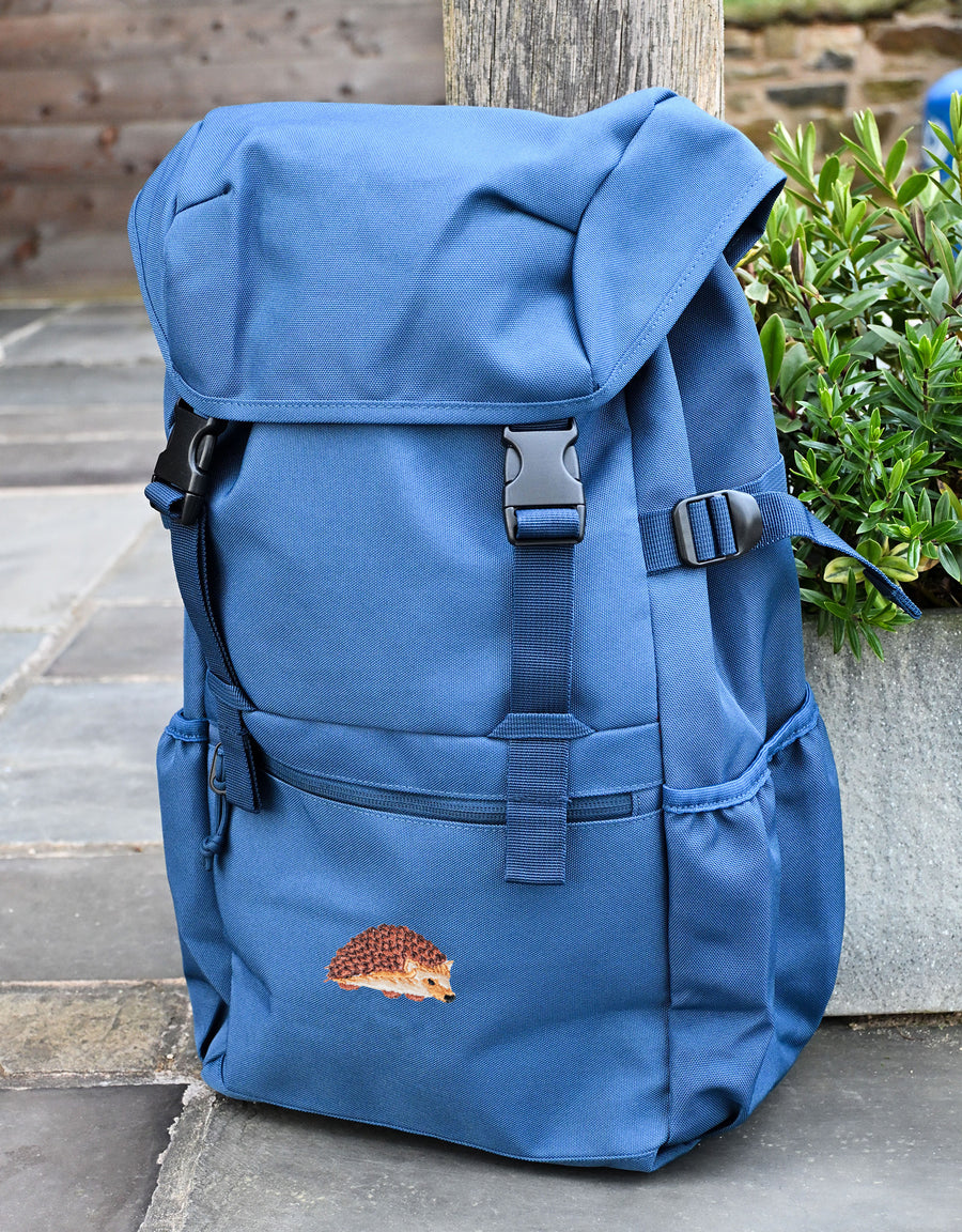 Hedgehog Embroidered Recycled Rucksack