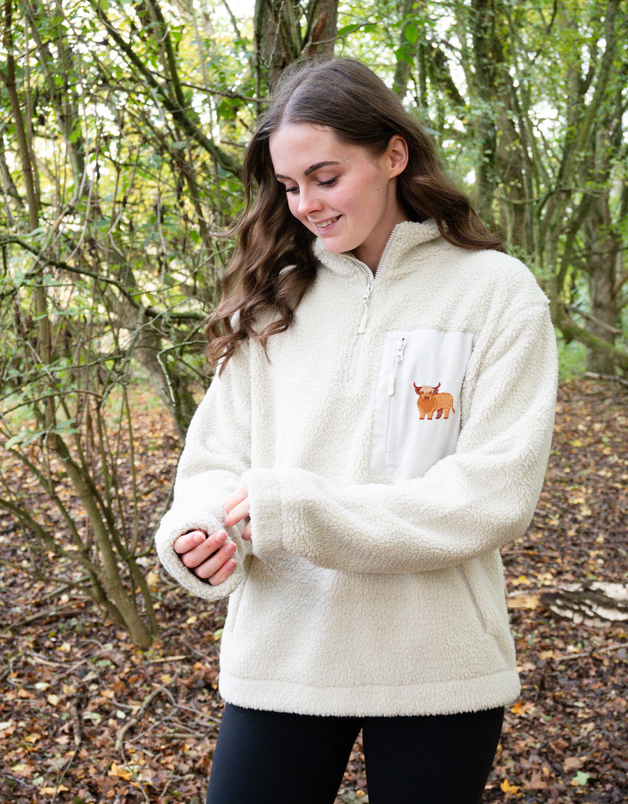 Highland Cow 1/4 Zip Recycled Polyester Fleece