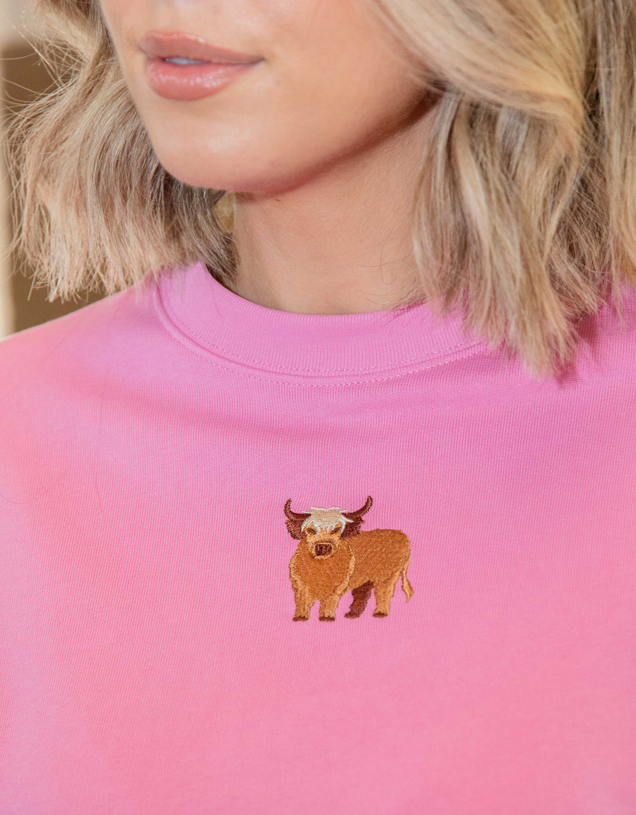 Highland Cow Embroidered Unisex T-Shirt