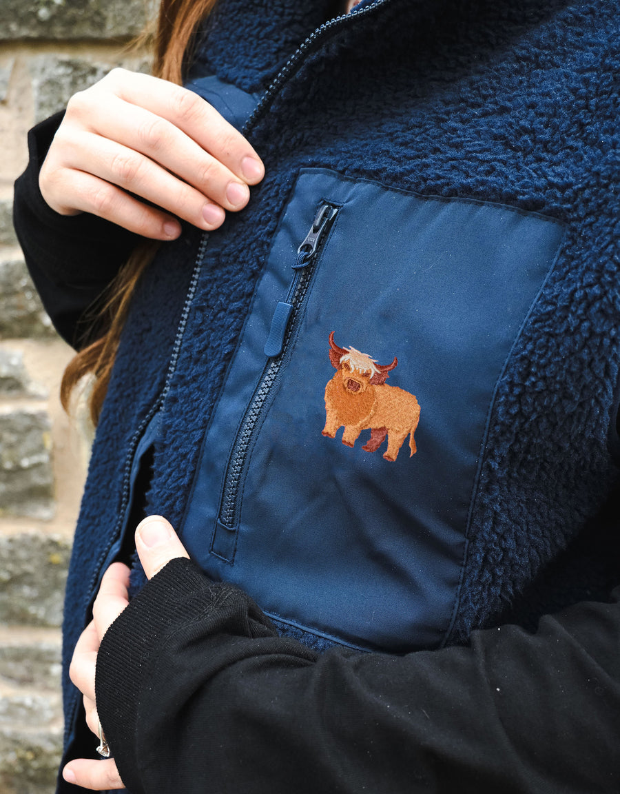 Highland Cow Recycled Polyester Fleece Gilet