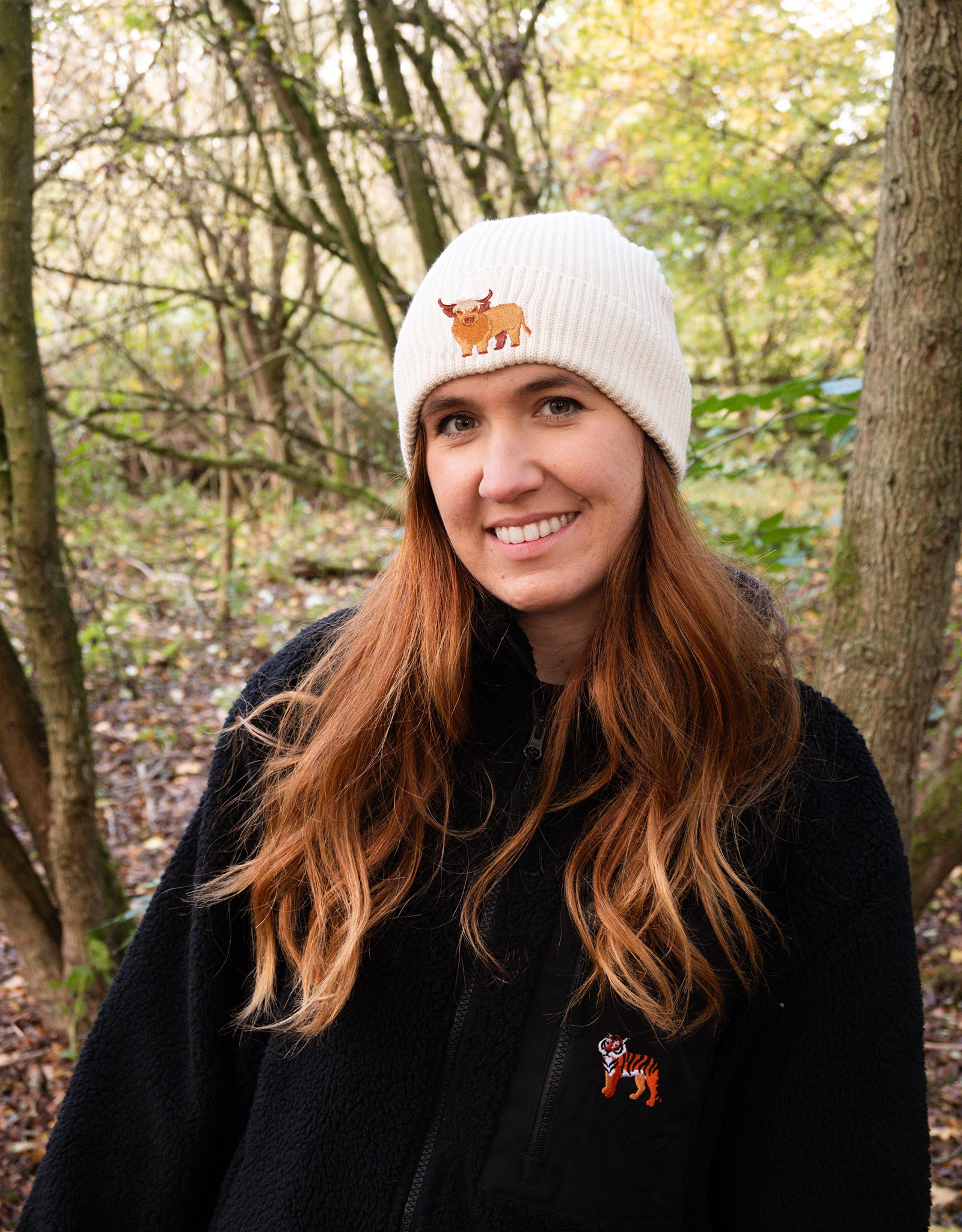 Highland Cow Embroidered Beanie