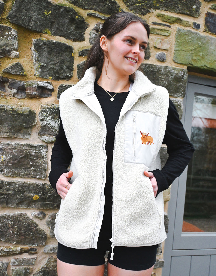 Highland Cow Recycled Polyester Fleece Gilet