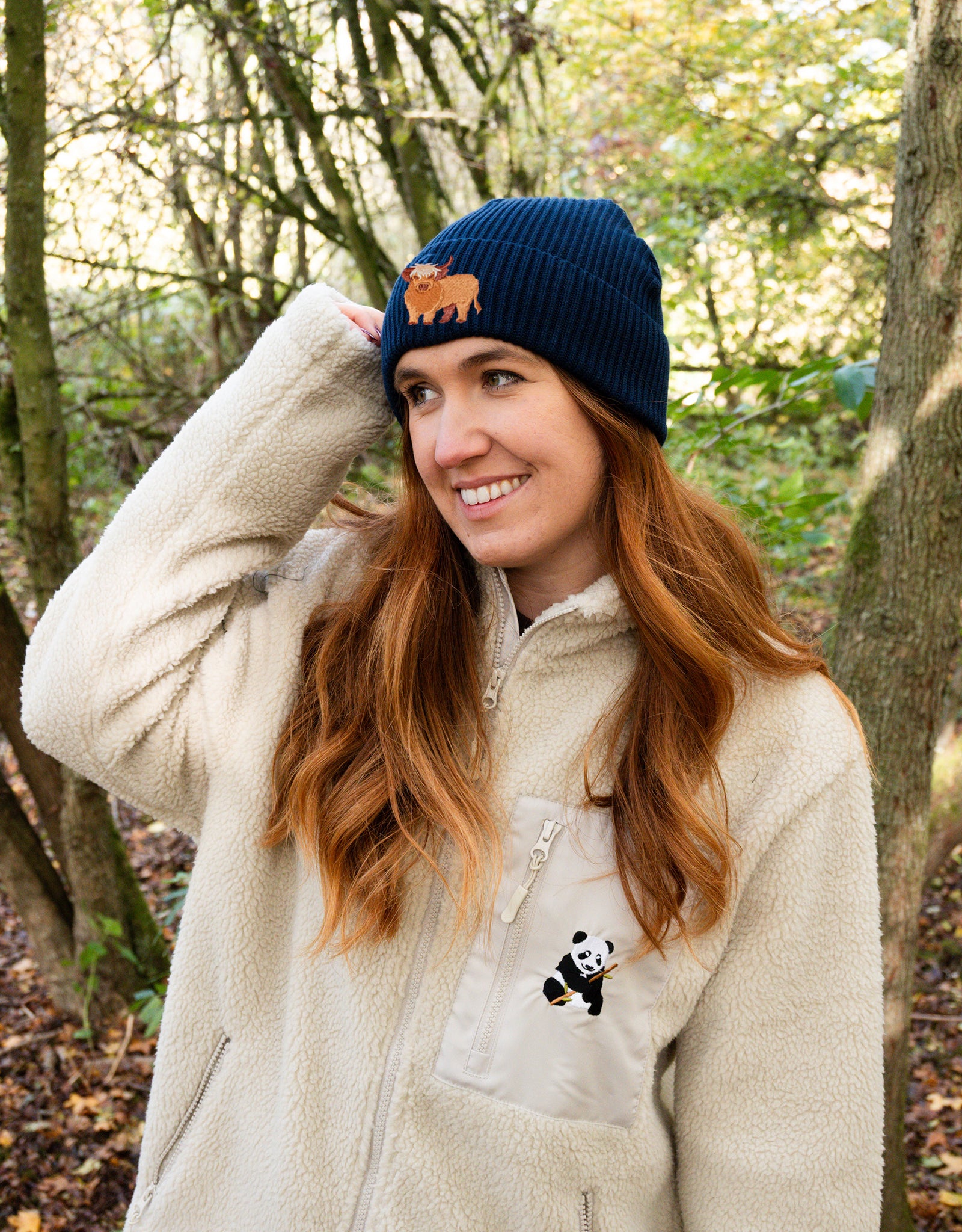 Highland Cow Embroidered Beanie