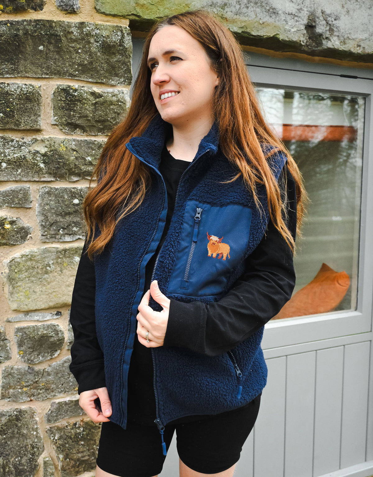 Highland Cow Recycled Polyester Fleece Gilet