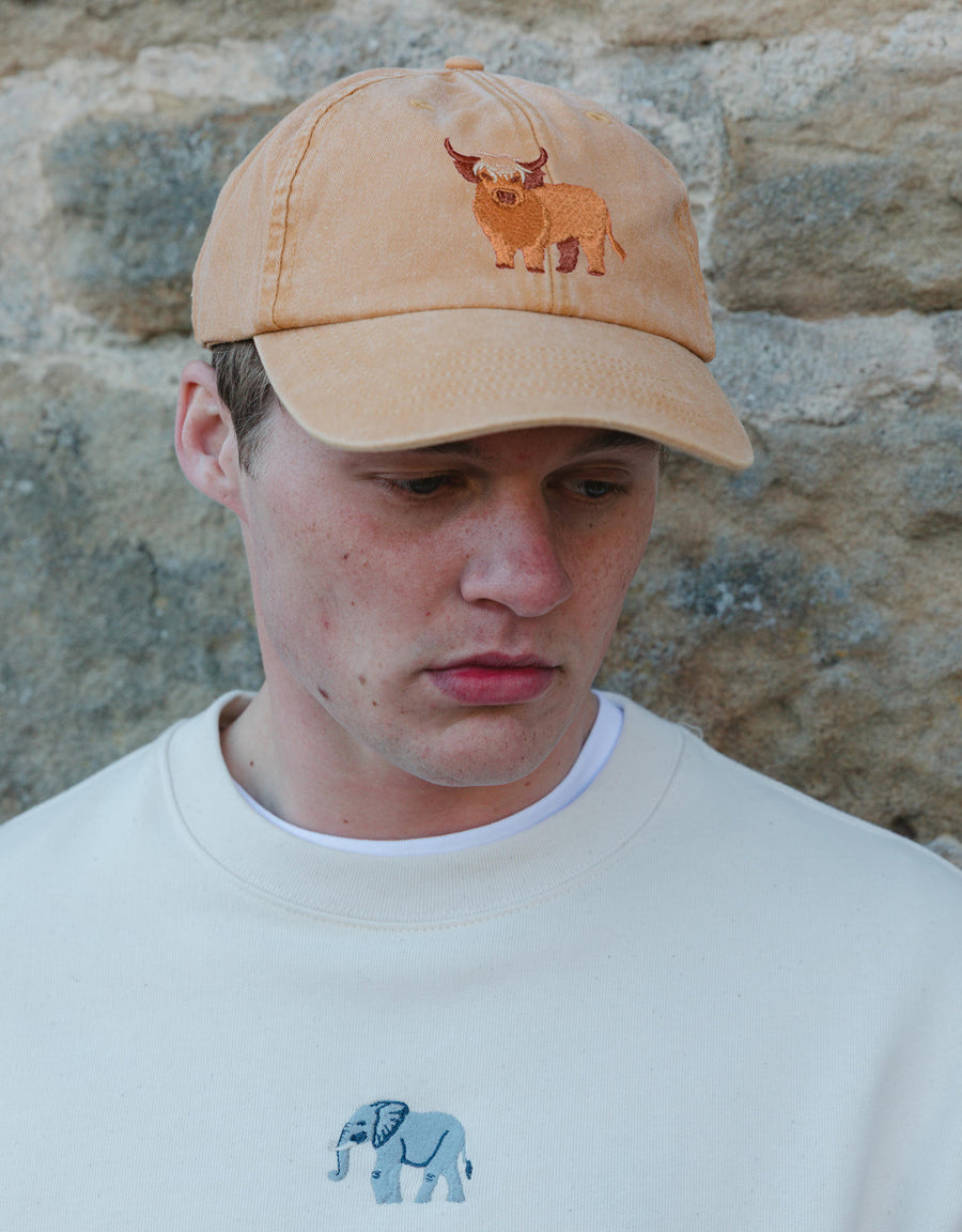 Highland Cow Embroidered Vintage Cap
