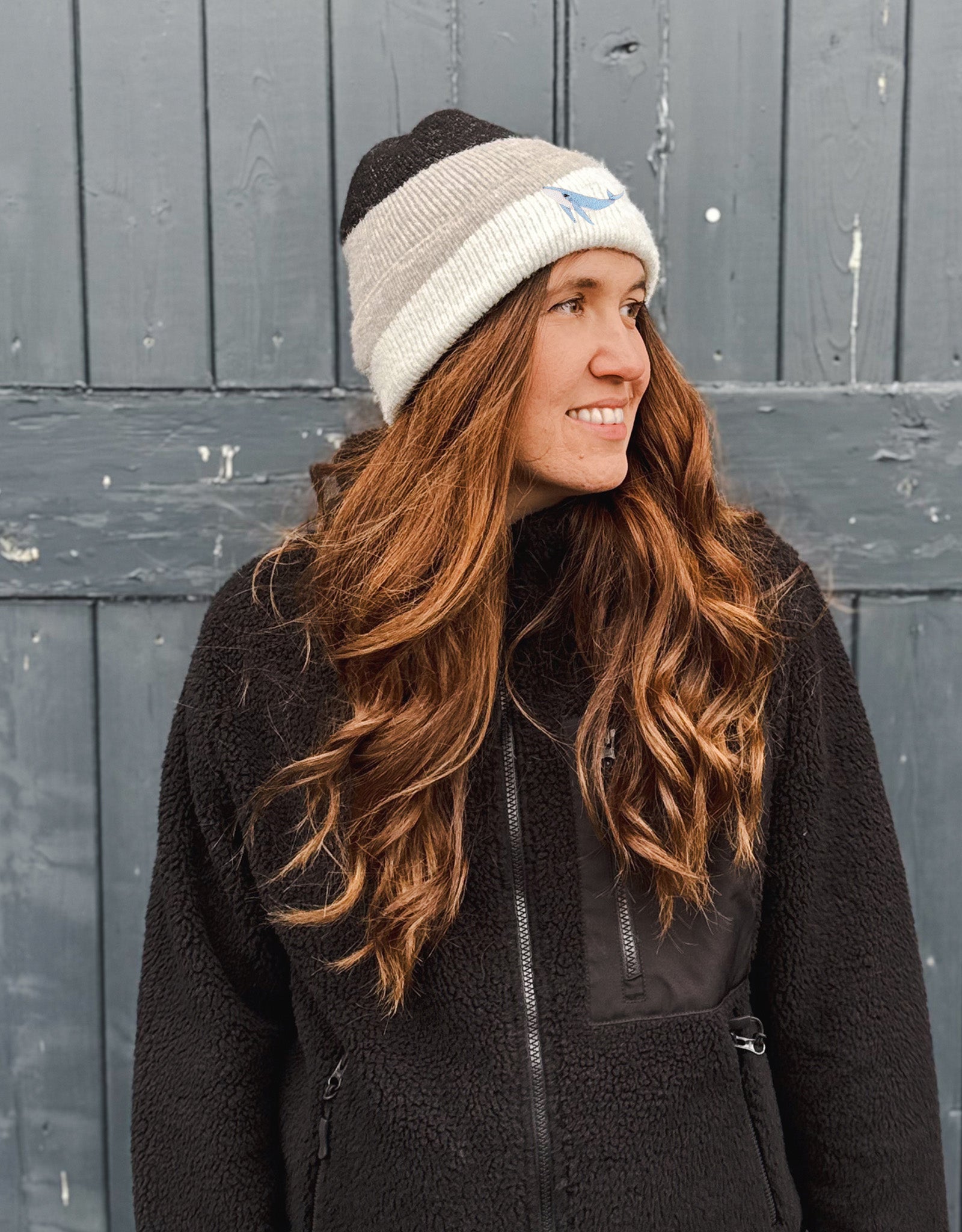 Humpback Whale Embroidered Tonal Beanie