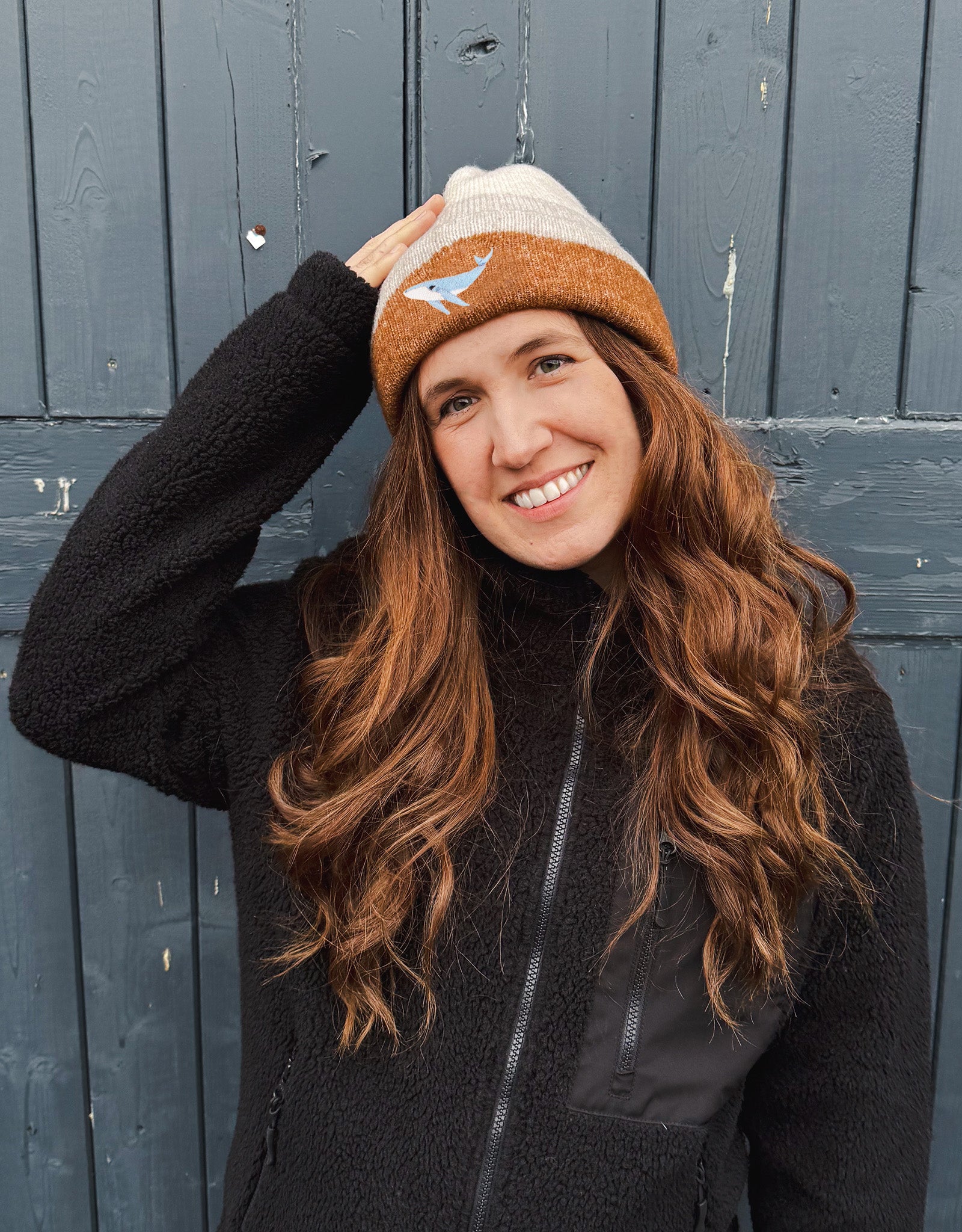 Humpback Whale Embroidered Tonal Beanie