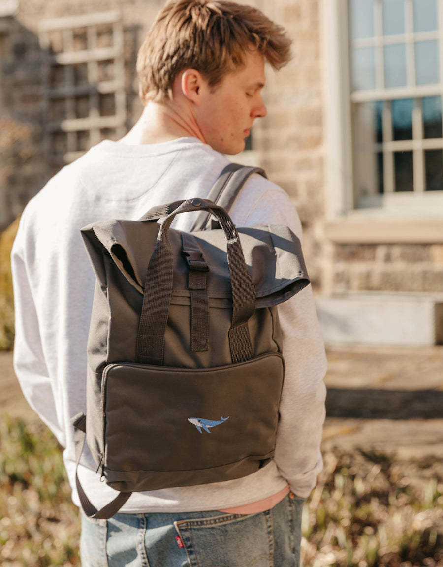 Humpback Whale Embroidered Fold-Top Backpack