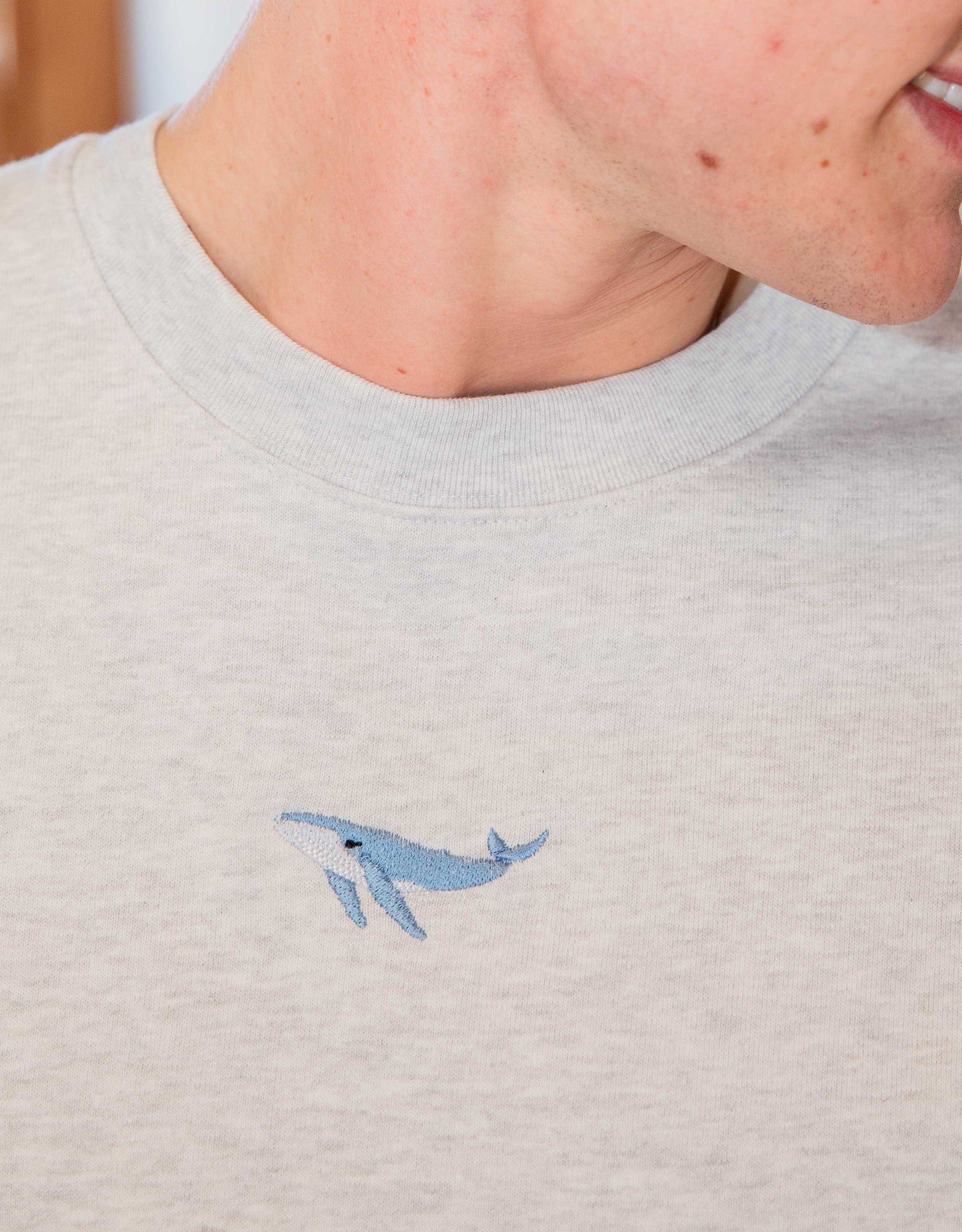 Humpback Whale Embroidered Unisex Oversized Tee