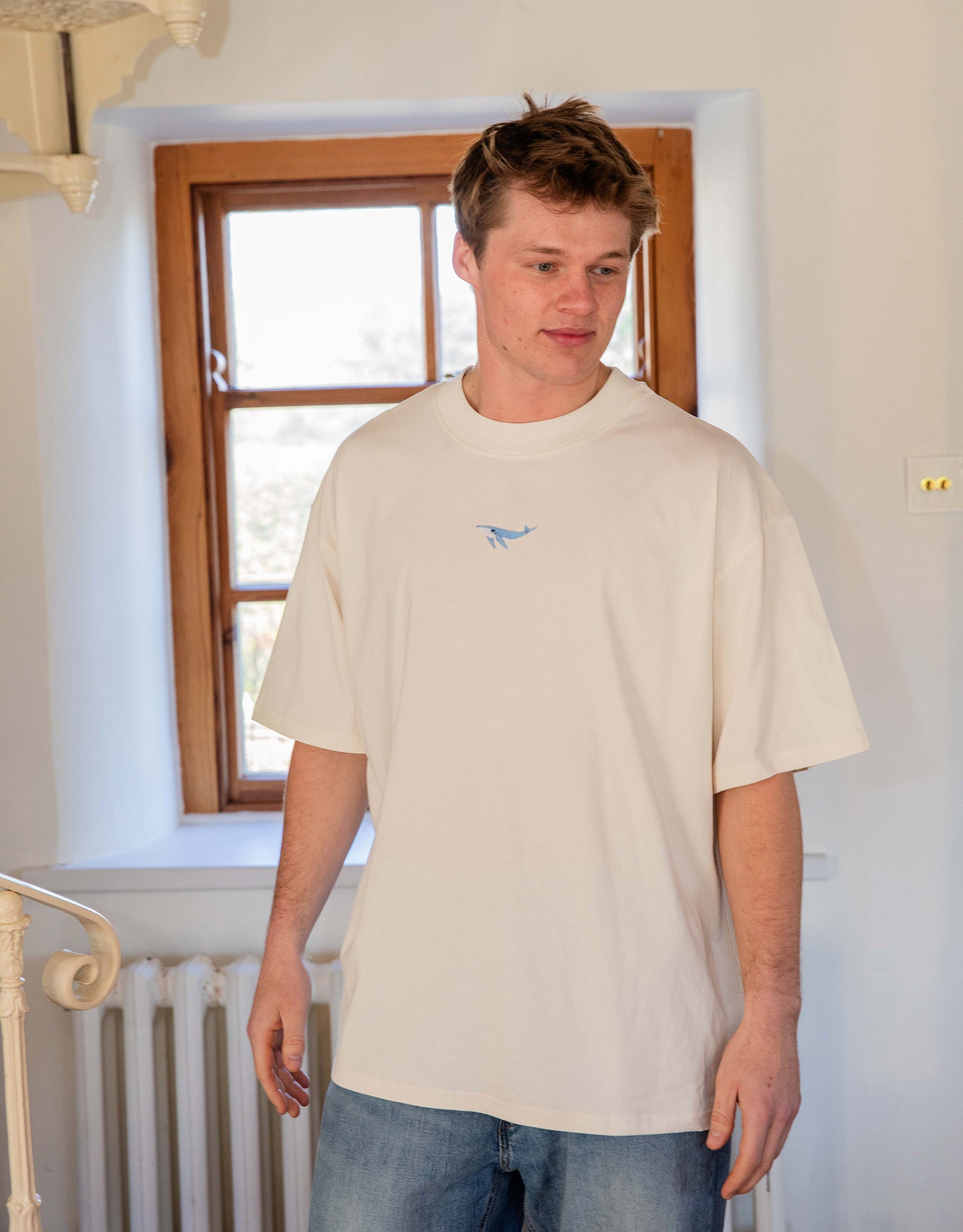 Humpback Whale Embroidered Unisex Oversized Tee