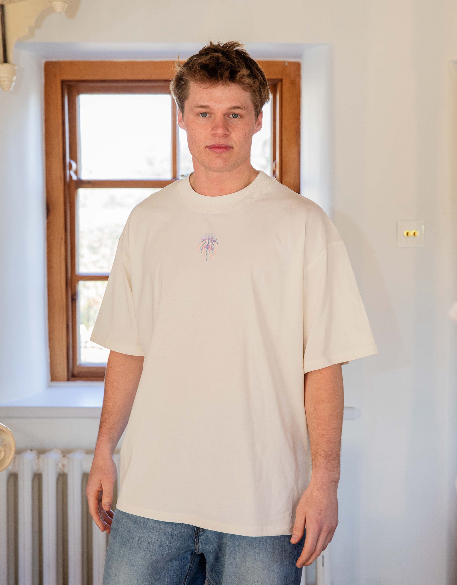 Jellyfish Embroidered Unisex Oversized Tee