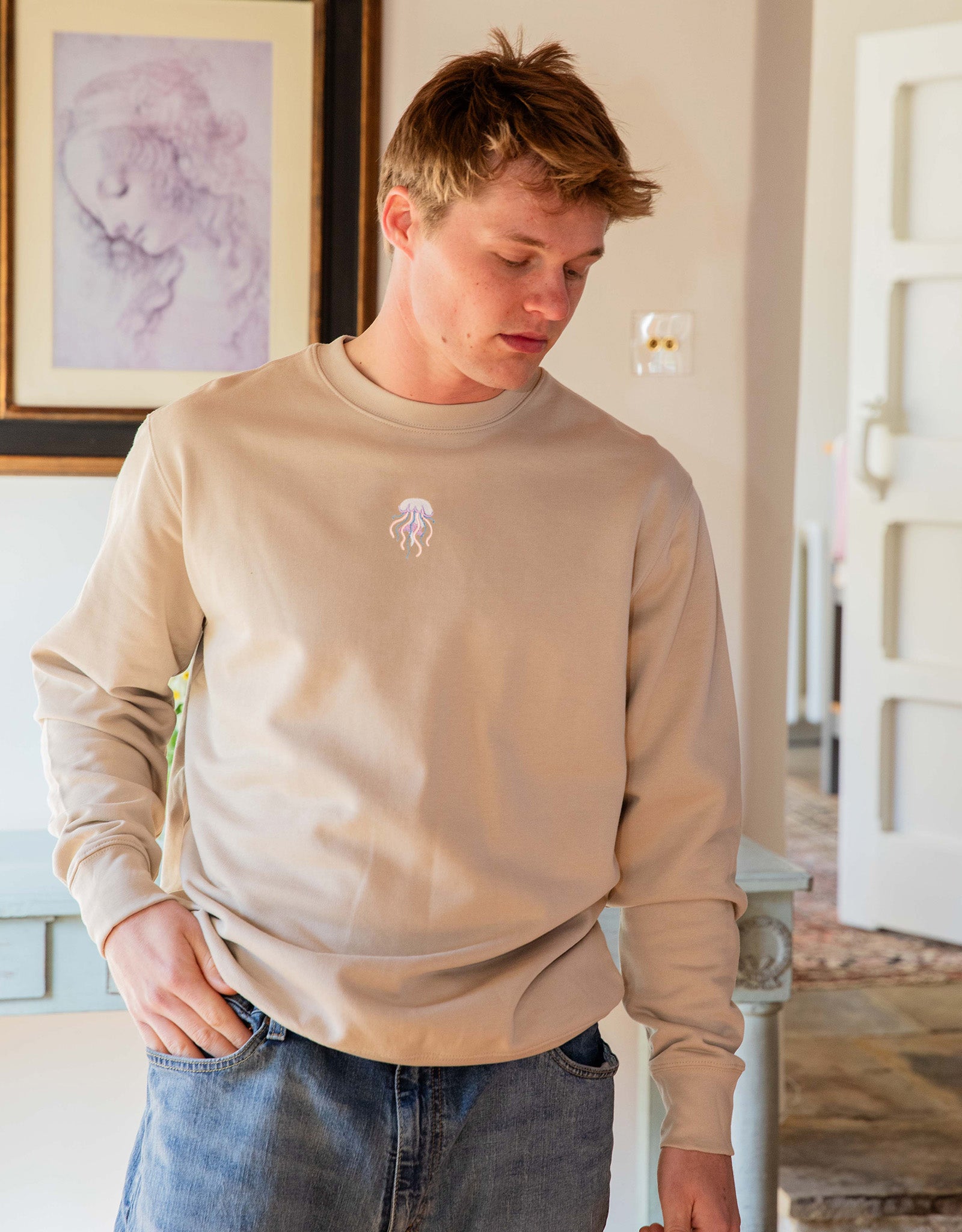 Jellyfish Embroidered Unisex Sweatshirt