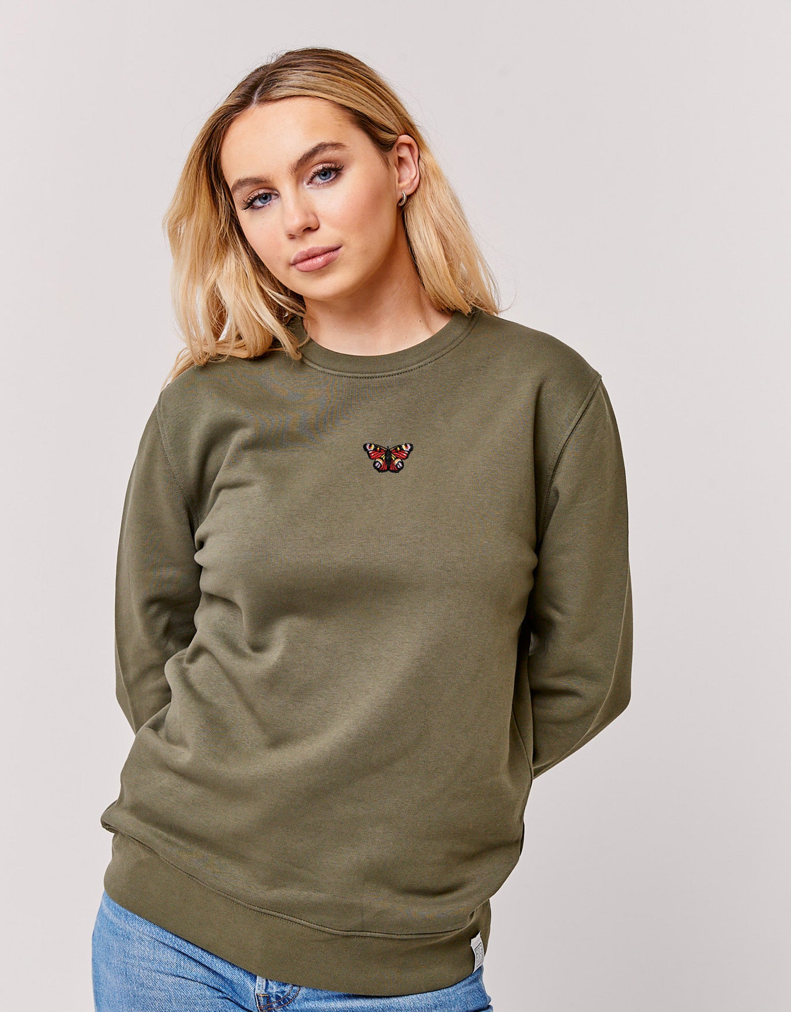 Peacock Butterfly Embroidered Unisex Sweatshirt