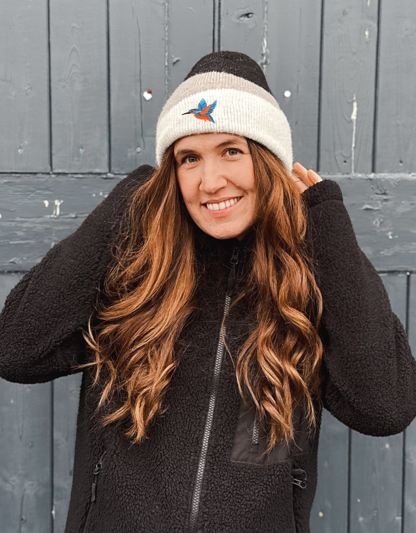 Kingfisher Embroidered Tonal Beanie