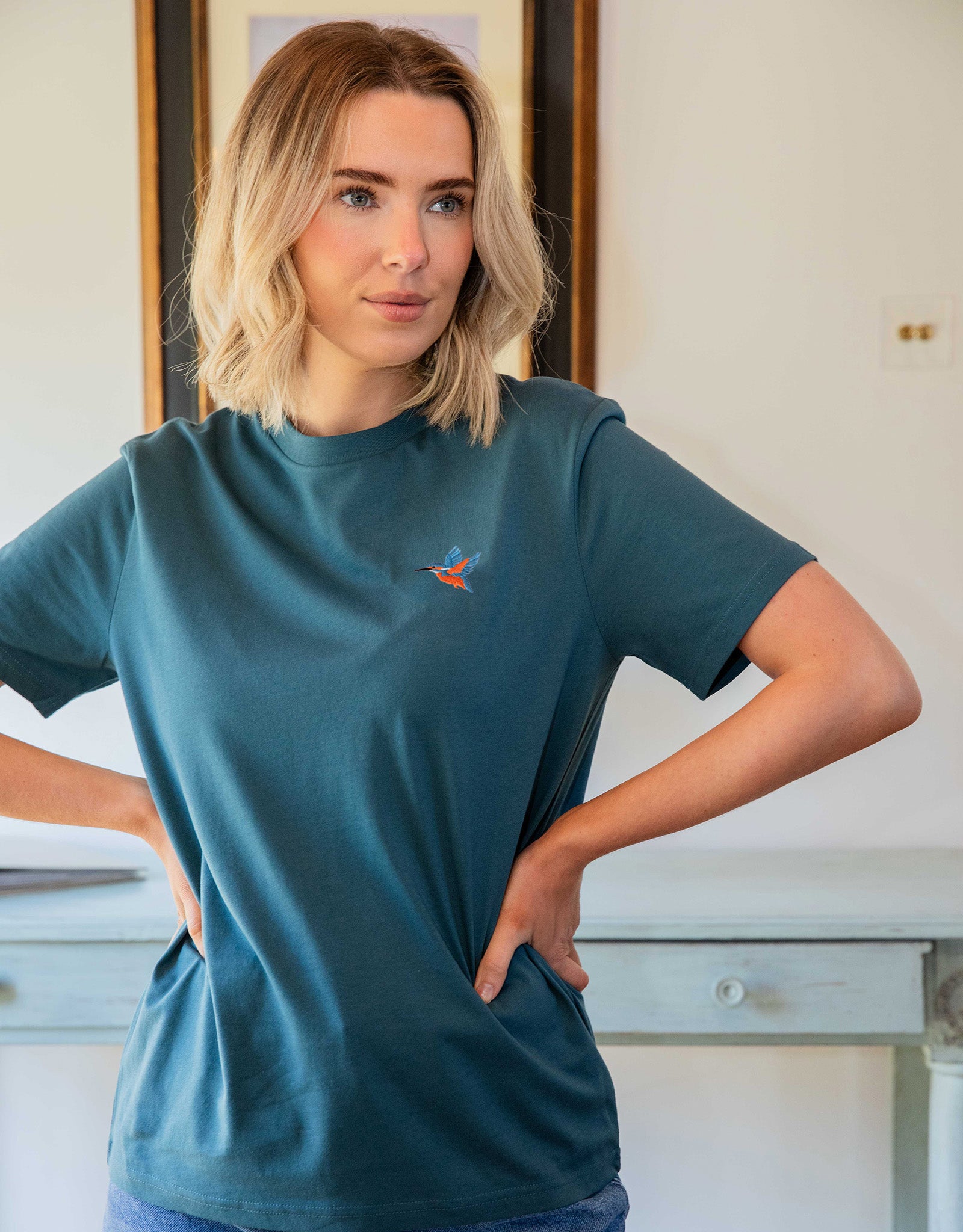 Kingfisher Embroidered Unisex T-Shirt