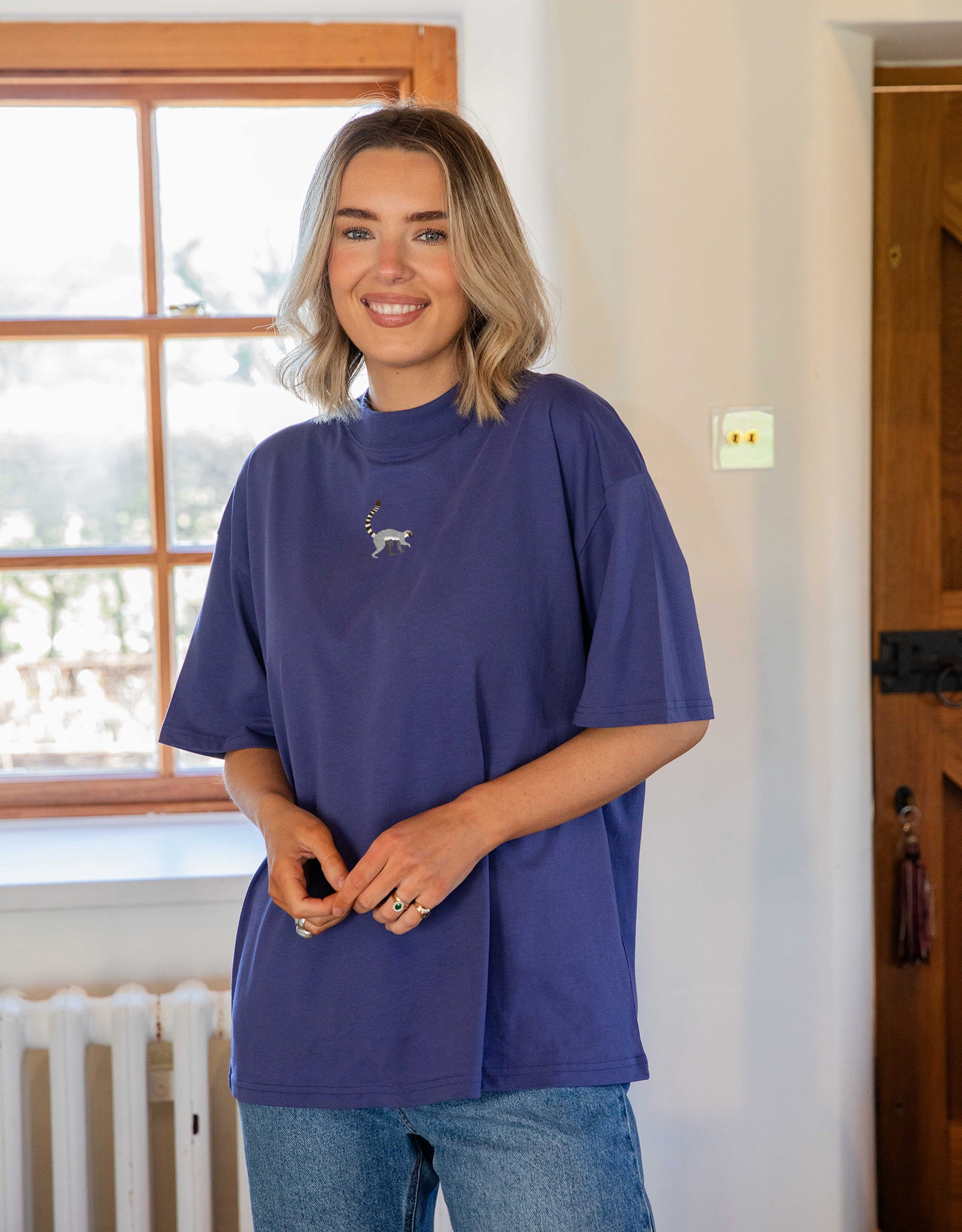 Lemur Embroidered Unisex Oversized Tee