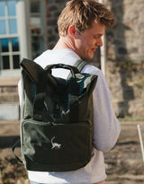 Lemur Embroidered Fold-Top Backpack